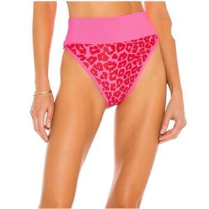 BEACH RIOT Emmy Bikini Bottom in Famous High Risk pink Red Leopard S